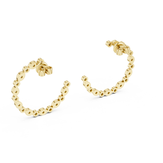 Pair-shot: Round Diamond Hoop Earrings with Bezel Setting in 14k Gold - Lab Grown - Driona Jewels