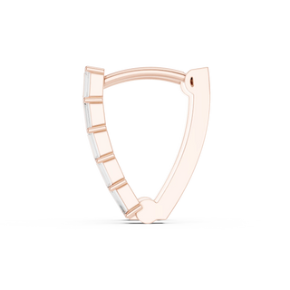 Front-view: Round Diamond Hoop with Bezel Setting in 14k Rose Gold - Lab Grown - Driona Jewels