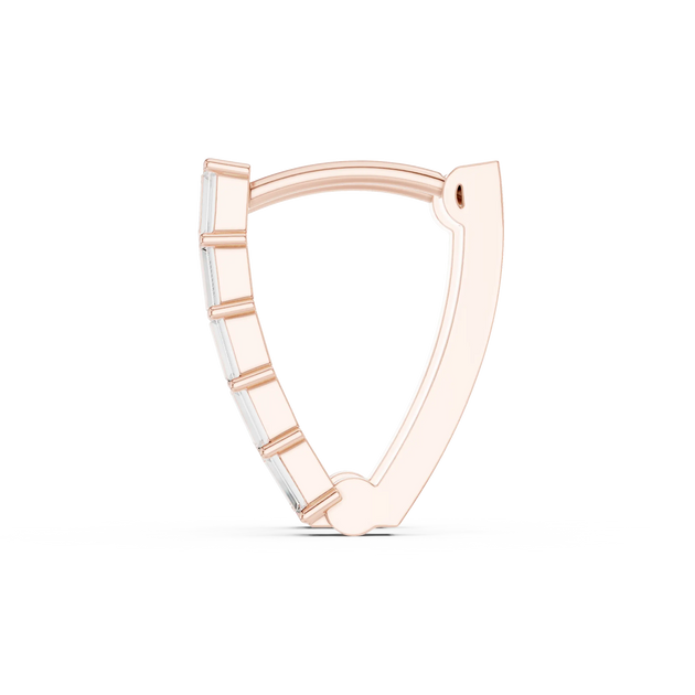 Front-view: Round Diamond Hoop with Bezel Setting in 14k Rose Gold - Lab Grown - Driona Jewels