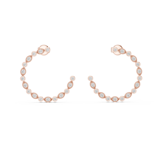Pair-shot: Round Diamond Hoops with Bezel Setting in 14k Rose Gold - Lab Grown - Driona Jewels