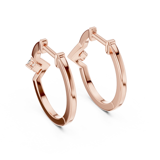 Pair-Shot: Round Diamond Hoop Earrings with Bezel Setting in 14k Rose Gold - Lab Grown - Driona Jewels