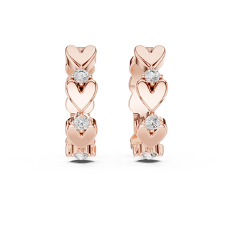 Pair Shot: Round Diamond Hoop Earrings with Bezel Setting in 14k Rose Gold - Lab Grown - Driona Jewels