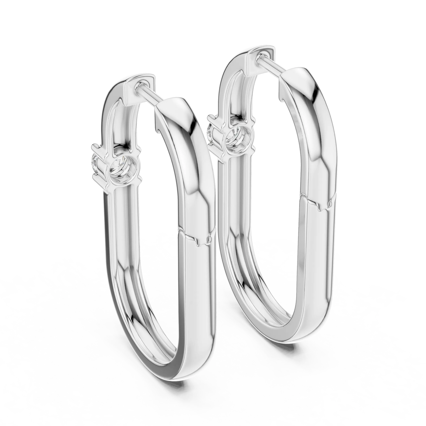 Pair-shot: Round Diamond Hoop Earrings with Bezel Setting in 14k White Gold - Lab Grown - Driona Jewels