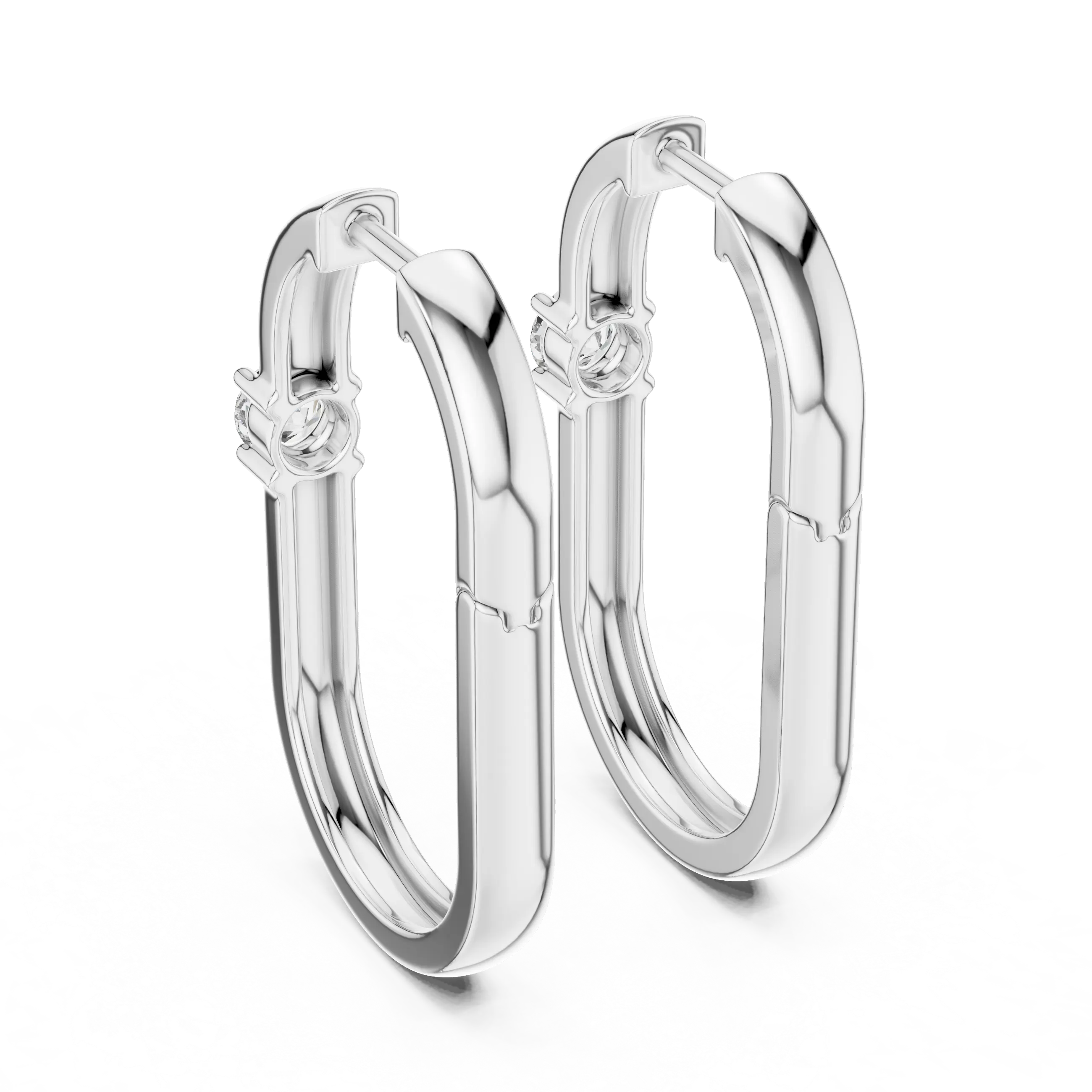 Pair-shot: Round Diamond Hoop Earrings with Bezel Setting in 14k White Gold - Lab Grown - Driona Jewels