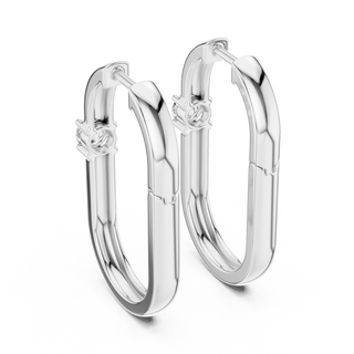 Pair-shot: Round Diamond Hoop Earrings with Bezel Setting in 14k White Gold - Lab Grown - Driona Jewels