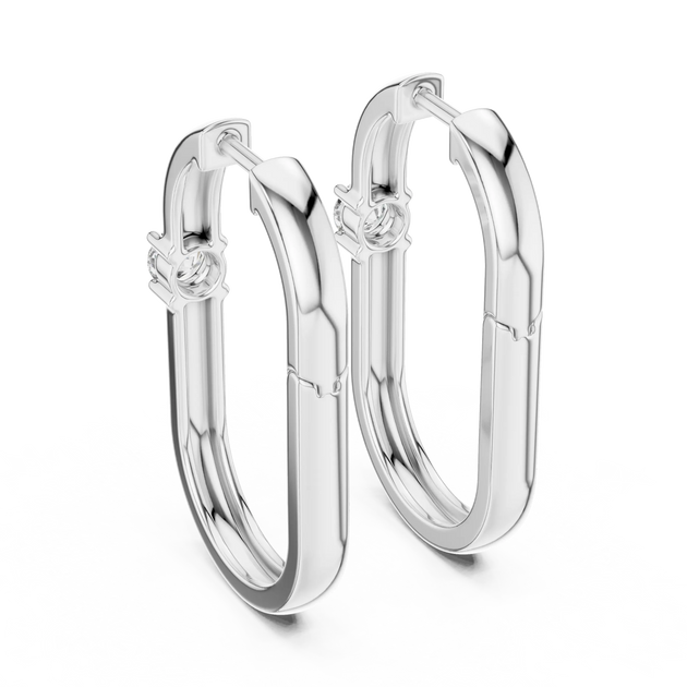 Pair-shot: Round Diamond Hoop Earrings with Bezel Setting in 14k White Gold - Lab Grown - Driona Jewels