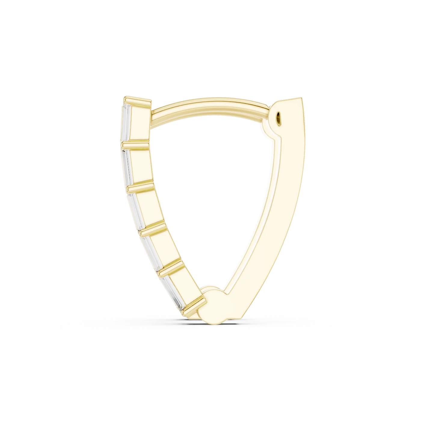 Three-quarter-view: Round Diamond Hoop with Channel Setting in 14k Yellow Gold - Lab Grown - Driona Jewels