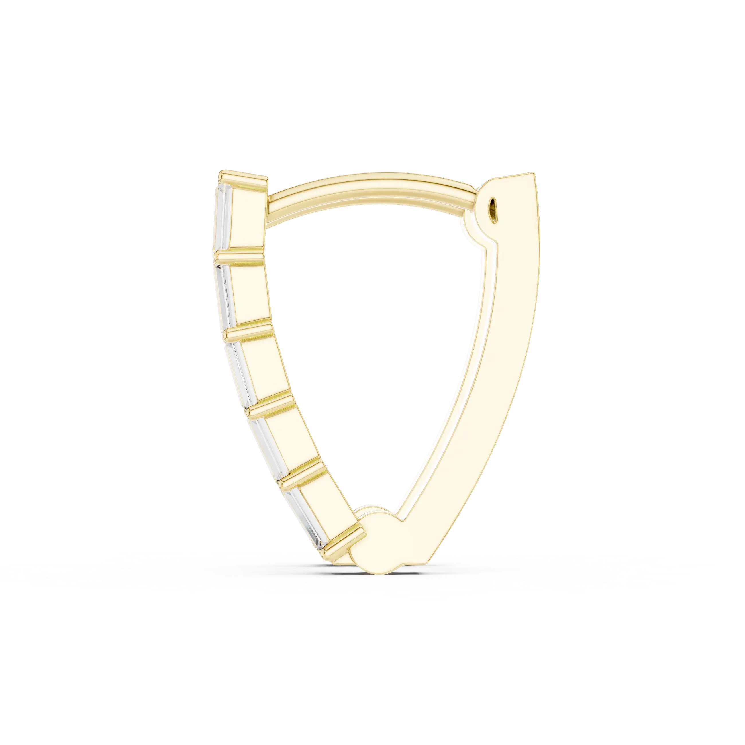Three-quarter-view: Round Diamond Hoop with Channel Setting in 14k Yellow Gold - Lab Grown - Driona Jewels