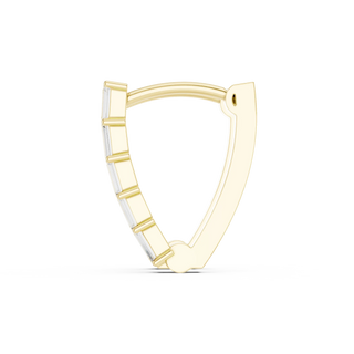 Three-quarter-view: Round Diamond Hoop with Channel Setting in 14k Yellow Gold - Lab Grown - Driona Jewels