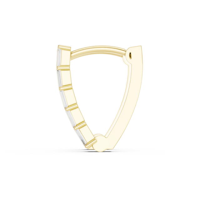 Three-quarter-view: Round Diamond Hoop with Channel Setting in 14k Yellow Gold - Lab Grown - Driona Jewels
