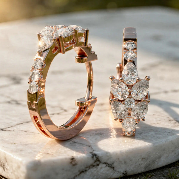 Lab Grown Diamond Cluster Huggie Hoop Earrings