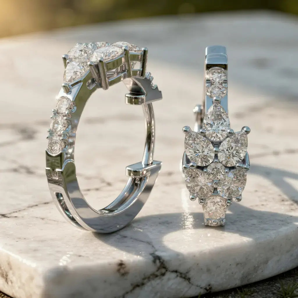 Lab Grown Diamond Cluster Huggie Hoop Earrings