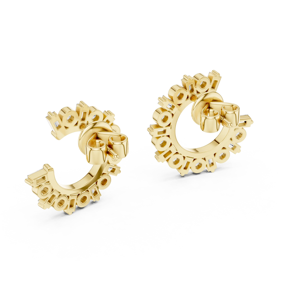 Pair-shot: Round Diamond Hoops with Pave Setting in 14k Gold - Lab Grown - Driona Jewels