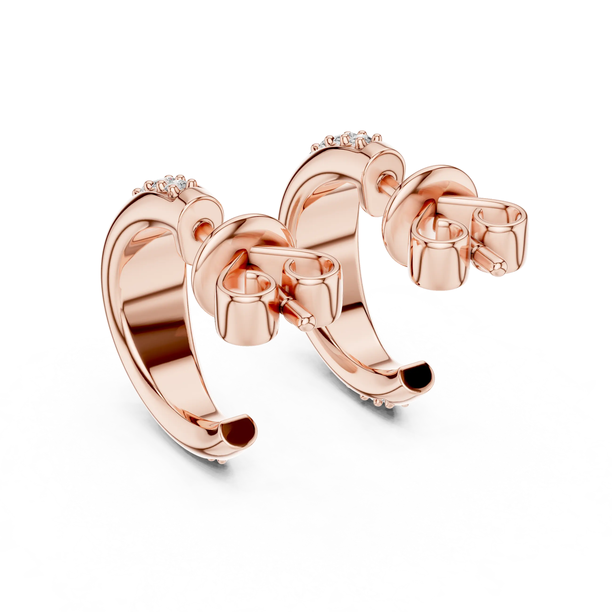 Pair Shot: Round Diamond Hoop Earrings with Pave Setting in 14k Rose Gold - Lab Grown - Driona Jewels