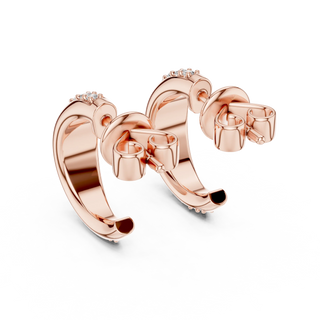 Pair Shot: Round Diamond Hoop Earrings with Pave Setting in 14k Rose Gold - Lab Grown - Driona Jewels