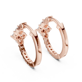 Pair-Shot: Round Diamond Hoop Earrings with Pave Setting in 14k Rose Gold - Lab Grown - Driona Jewels