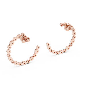 Pair-Shot: Round Diamond Hoop Earrings with Pave Setting in 14k Rose Gold - Lab Grown - Driona Jewels