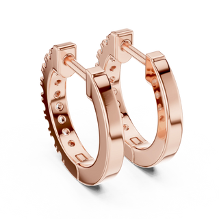 Pair-shot: Round Diamond Hoop Earrings with Pave Setting in 14k Rose Gold - Lab Grown - Driona Jewels