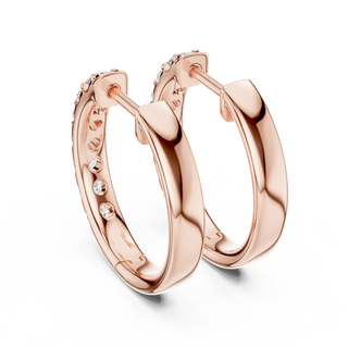 Pair-shot: Round Diamond Hoop Earrings with Pave Setting in 14k Rose Gold - Lab Grown - Driona Jewels