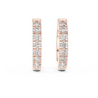 Pair Shot: Round Diamond Hoop Earrings with Pave Setting in 14k Rose Gold - Lab Grown - Driona Jewels
