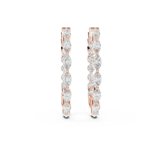 Pair-shot: Round Diamond Hoop Earrings with Pave Setting in 14k Rose Gold - Lab Grown - Driona Jewels