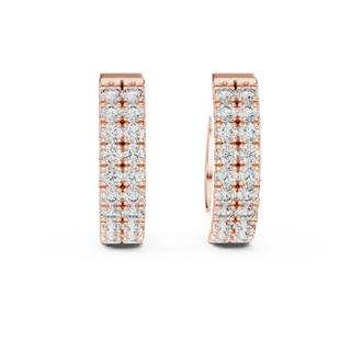 Pair-shot: Round Diamond Hoop Earrings with Pave Setting in 14k Rose Gold - Lab Grown - Driona Jewels