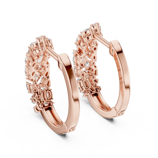 Pair-Shot: Round Diamond Hoop Earrings with Pave Setting in 14k Rose Gold - Lab Grown - Driona Jewels