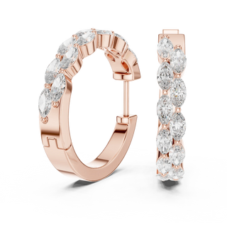 Pair-shot: Round Diamond Hoop Earrings with Pave Setting in 14k Rose Gold - Lab Grown - Driona Jewels