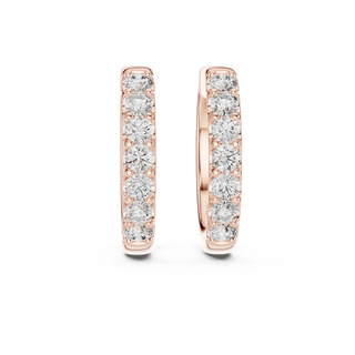 Pair-shot: Round Diamond Hoop Earrings with Pave Setting in 14k Rose Gold - Lab Grown - Driona Jewels