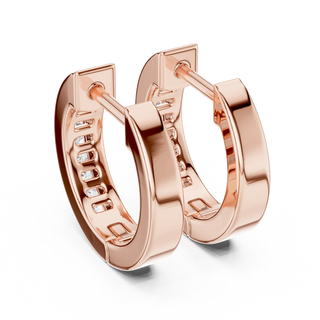 Pair-shot: Round Diamond Hoop Earrings with Pave Setting in 14k Rose Gold - Lab Grown - Driona Jewels
