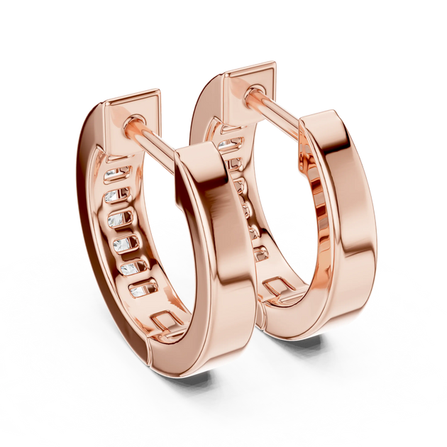 Pair-shot: Round Diamond Hoop Earrings with Pave Setting in 14k Rose Gold - Lab Grown - Driona Jewels