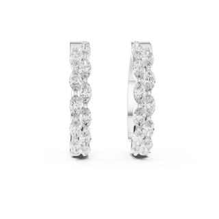 Pair-Shot: Round Diamond Hoop Earrings with Pave Setting in 14k White Gold - Lab Grown - Driona Jewels
