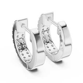 Pair-Shot: Round Diamond Hoop Earrings with Pave Setting in 14k White Gold - Lab Grown - Driona Jewels