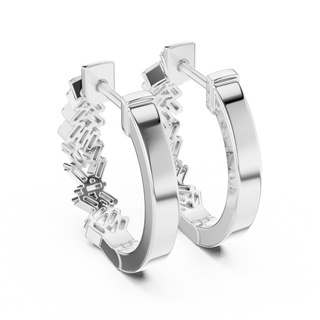 Pair-shot: Round Diamond Hoop Earrings with Pave Setting in 14k White Gold - Lab Grown - Driona Jewels