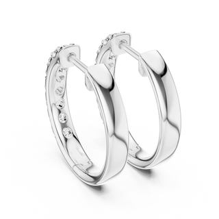 Pair-shot: Round Diamond Hoop Earrings with Pave Setting in 14k White Gold - Lab Grown - Driona Jewels