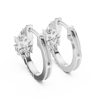 Pair Shot: Round Diamond Hoop Earrings with Pave Setting in 14k White Gold - Lab Grown - Driona Jewels