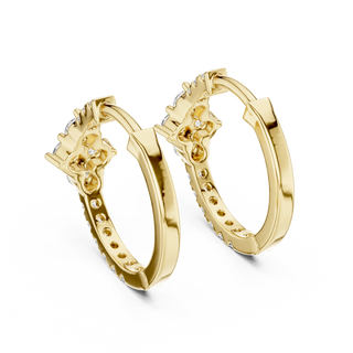 Pair-Shot: Round Diamond Hoop Earrings with Pave Setting in 14k Yellow Gold - Lab Grown - Driona Jewels