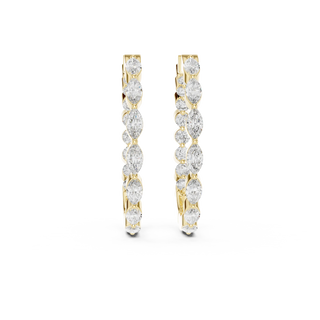 Pair Shot: Round Diamond Hoop Earrings with Pave Setting in 14k Yellow Gold - Lab Grown - Driona Jewels