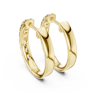 Pair Shot: Round Diamond Hoop Earrings with Pave Setting in 14k Yellow Gold - Lab Grown - Driona Jewels