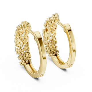 Pair Shot: Round Diamond Hoop Earrings with Pave Setting in 14k Yellow Gold - Lab Grown - Driona Jewels