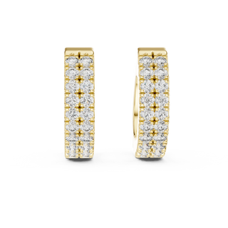 Pair Shot: Round Diamond Hoops with Pave Setting in 14k Yellow Gold - Lab Grown - Driona Jewels