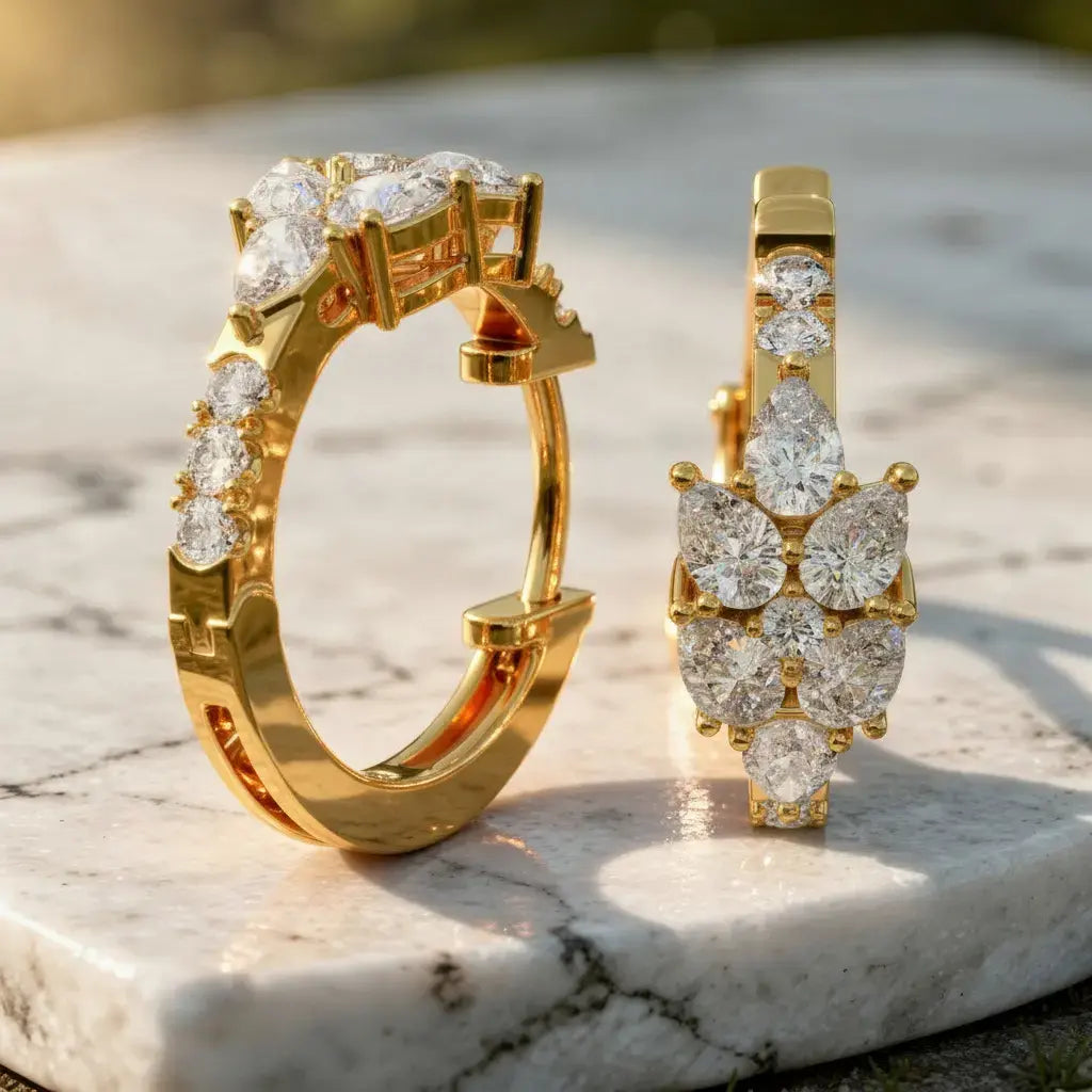 Lab Grown Diamond Cluster Huggie Hoop Earrings