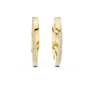 Pair Shot: Round Diamond Hoop Earrings with Pave Setting in 14k Yellow Gold - Lab Grown - Driona Jewels