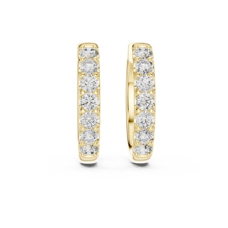 Pair-shot: Round Diamond Hoop Earrings with Pave Setting in 14k Yellow Gold - Lab Grown - Driona Jewels