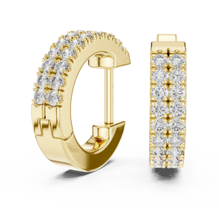 Pair Shot: Round Diamond Hoop Earrings with Pave Setting in 14k Yellow Gold - Lab Grown - Driona Jewels