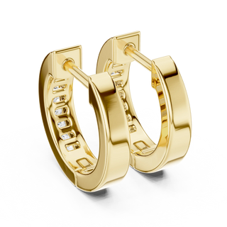 Pair-Shot: Round Diamond Hoop Earrings with Pave Setting in 14k Yellow Gold - Lab Grown - Driona Jewels
