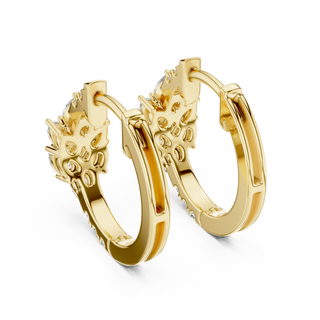 Pair Shot: Round Diamond Hoop Earrings with Pave Setting in 14k Yellow Gold - Lab Grown - Driona Jewels