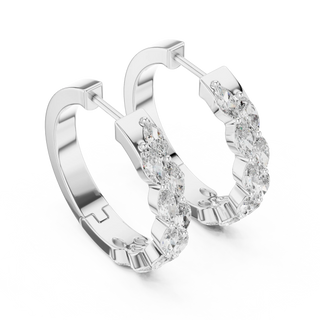 Pair-shot: Round Diamond Hoop Earrings with Prong Setting in 925 Silver - Lab Grown - Driona Jewels