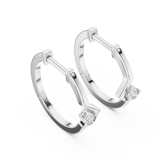 Pair-shot: Round Diamond Hoop Earrings with Prong Setting in 14k White Gold - Lab Grown - Driona Jewels