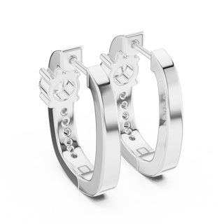 Pair-Shot: Round Diamond Hoop Earrings with Prong Setting in 14k White Gold - Lab Grown - Driona Jewels